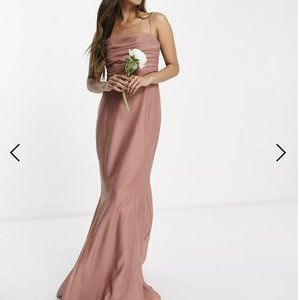 ASOS DESIGN Bridesmaid drape detail maxi dress with corset (pink)